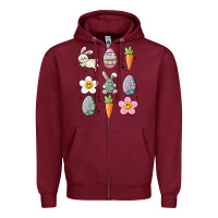 Burgundy easter doodles Zipper Hoodie - MaliasSmallBusiness