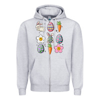 Heather Grey easter doodles Zipper Hoodie - MaliasSmallBusiness