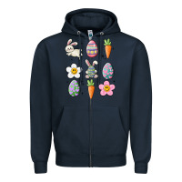 Navy easter doodles Zipper Hoodie - MaliasSmallBusiness