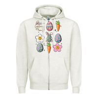 Oatmeal Heather easter doodles Zipper Hoodie - MaliasSmallBusiness