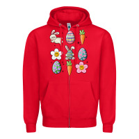 Red easter doodles Zipper Hoodie - MaliasSmallBusiness