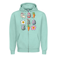 Seafoam easter doodles Zipper Hoodie - MaliasSmallBusiness