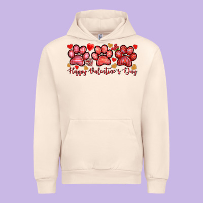 Happy Valentine's Day Paws Valentine's Day Urban Hoodie Designed By Howdyjamesfarm