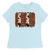 Baby Blue serape cowhide  brushstroke Ladies Tee - AdoDesignShop