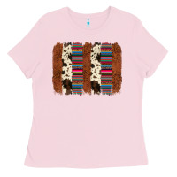 Bubblegum Pink serape cowhide  brushstroke Ladies Tee - AdoDesignShop