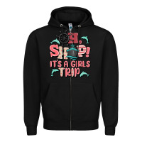 Black oh ship it's a girls trip Zipper Hoodie - MaliasSmallBusiness