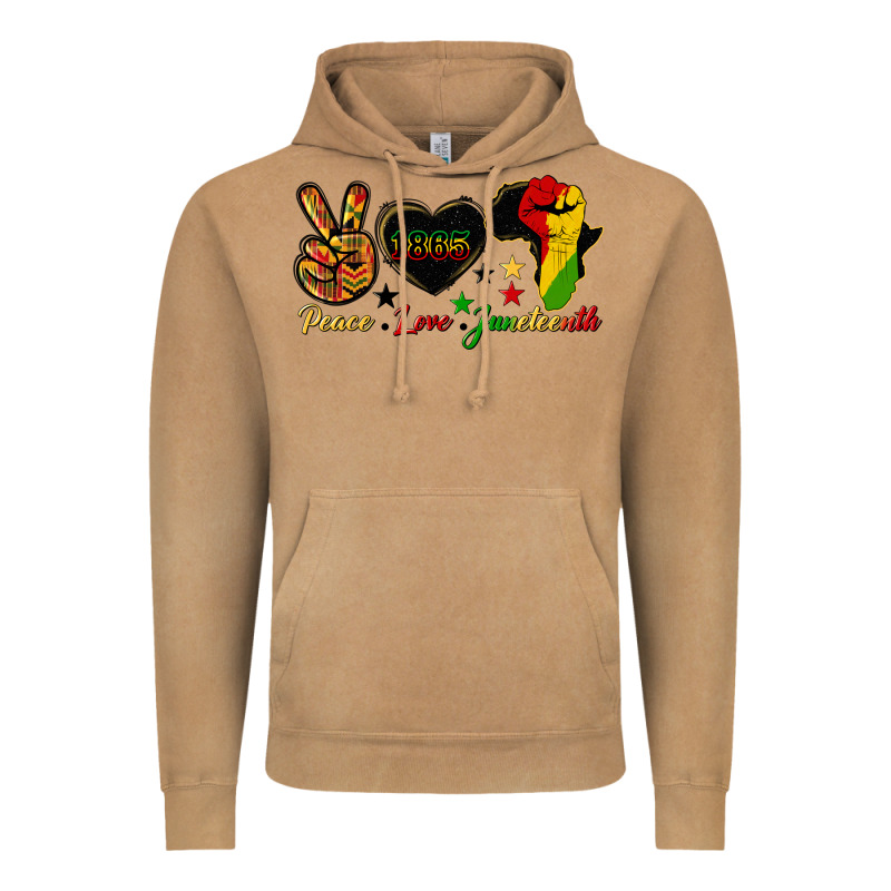 Peace Love Juneteenth Raised Fist Vintage Hoodie by HRA Design Shop | Teevron