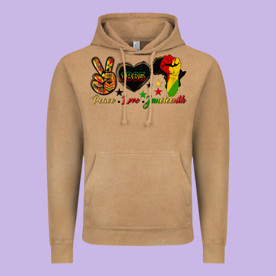 Peace Love Juneteenth Raised Fist Vintage Hoodie Designed By Hra Design Shop