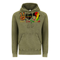 Vintage Olive peace love juneteenth raised fist Vintage Hoodie - HRA Design Shop