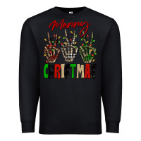 Black Merry Christmas skeleton hands Premium Sweatshirt - NancyCooperArtShop