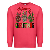 Cardinal Merry Christmas skeleton hands Premium Sweatshirt - NancyCooperArtShop