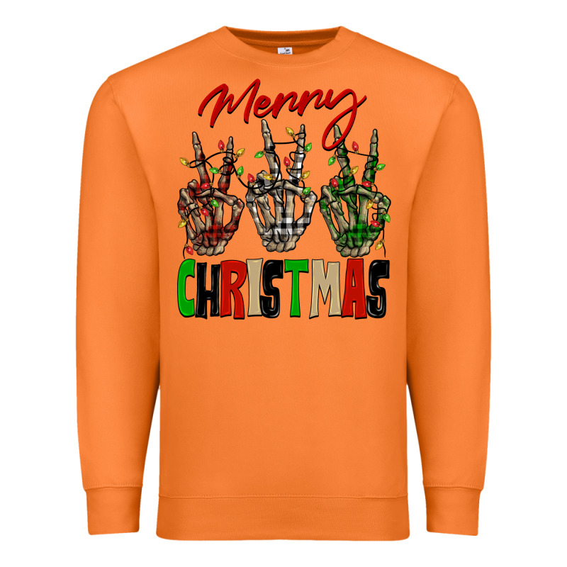 Merry Christmas Skeleton Hands Premium Sweatshirt by NancyCooperArtShop | Teevron
