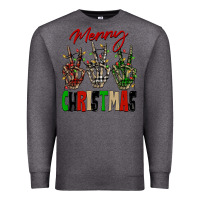 Charcoal Heather Merry Christmas skeleton hands Premium Sweatshirt - NancyCooperArtShop