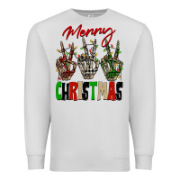 Dove Grey Merry Christmas skeleton hands Premium Sweatshirt - NancyCooperArtShop