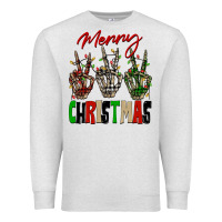Oatmeal Heather Merry Christmas skeleton hands Premium Sweatshirt - NancyCooperArtShop