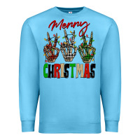 Ocean Blue Merry Christmas skeleton hands Premium Sweatshirt - NancyCooperArtShop