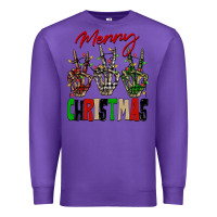 Purple Merry Christmas skeleton hands Premium Sweatshirt - NancyCooperArtShop