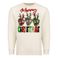 Sandshell Merry Christmas skeleton hands Premium Sweatshirt - NancyCooperArtShop