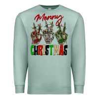 Seafoam Merry Christmas skeleton hands Premium Sweatshirt - NancyCooperArtShop