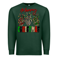 Sports Green Merry Christmas skeleton hands Premium Sweatshirt - NancyCooperArtShop