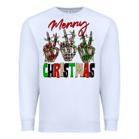 White Merry Christmas skeleton hands Premium Sweatshirt - NancyCooperArtShop