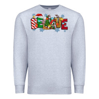 Heather Grey Christmas Believe Premium Sweatshirt - MaliasSmallBusiness