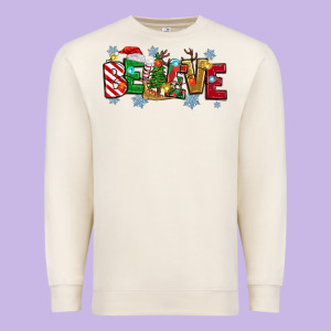 Christmas Believe Premium Sweatshirt Designed By Maliassmallbusiness