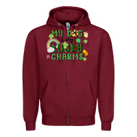 Burgundy my dog is my lucky charms Zipper Hoodie - MaliasSmallBusiness