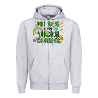 Heather Grey my dog is my lucky charms Zipper Hoodie - MaliasSmallBusiness