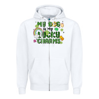 White my dog is my lucky charms Zipper Hoodie - MaliasSmallBusiness