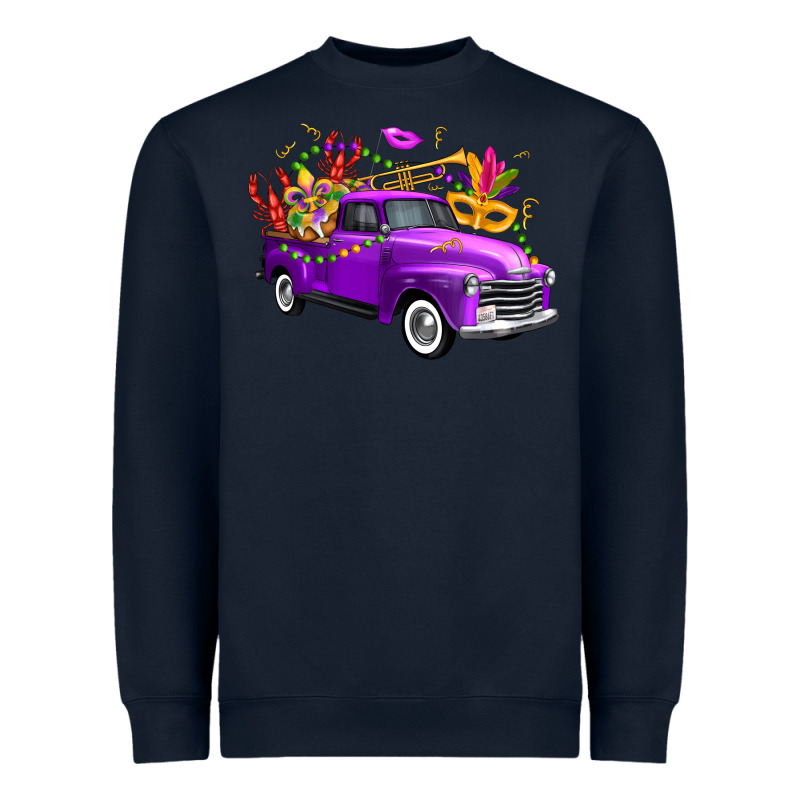 Mardi Gras Truck King's Cake Heavyweight Sweatshirt by FaDigitalArtStudio | Teevron