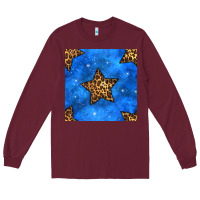 Burgundy 4th of july leopard stars seamless pattern Long Sleeve Tee - BundleAndBundleShop