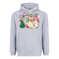 Heather Grey pink santa and disco ball with christmas tree Heavyweight Hoodie - MaliasSmallBusiness