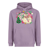 Lavender pink santa and disco ball with christmas tree Heavyweight Hoodie - MaliasSmallBusiness