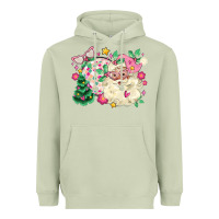 Matcha pink santa and disco ball with christmas tree Heavyweight Hoodie - MaliasSmallBusiness