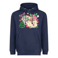 Navy pink santa and disco ball with christmas tree Heavyweight Hoodie - MaliasSmallBusiness