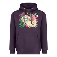Plum pink santa and disco ball with christmas tree Heavyweight Hoodie - MaliasSmallBusiness