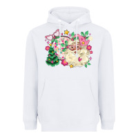 White pink santa and disco ball with christmas tree Heavyweight Hoodie - MaliasSmallBusiness