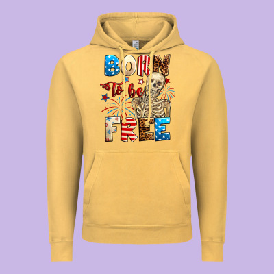 Born To Be Free With Skeleton 4th Of July Vintage Hoodie Designed By Neo Western