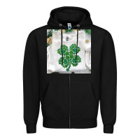 Black shamrock patterned clothing Zipper Hoodie - MaliasSmallBusiness