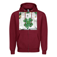 Burgundy shamrock patterned clothing Zipper Hoodie - MaliasSmallBusiness