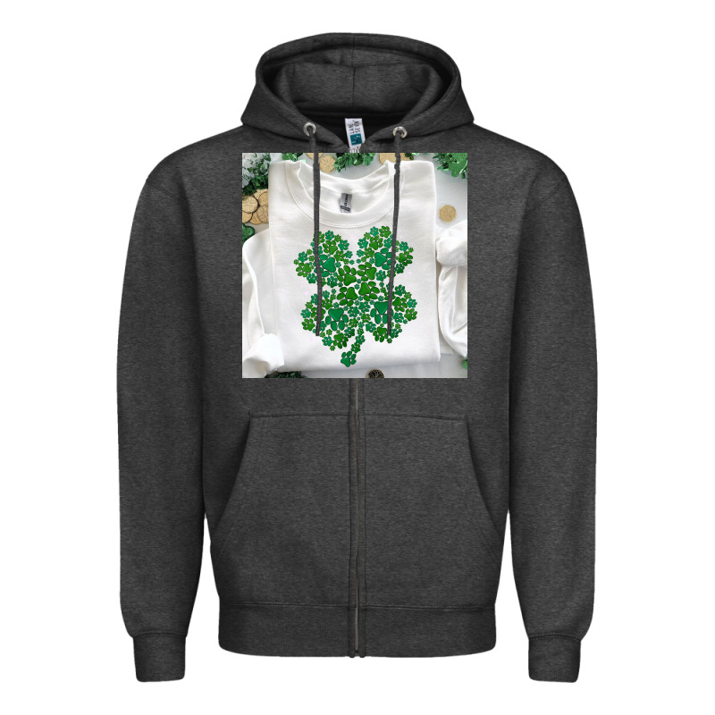 Shamrock Patterned Clothing Zipper Hoodie by MaliasSmallBusiness | Teevron