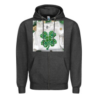 Charcoal Heather shamrock patterned clothing Zipper Hoodie - MaliasSmallBusiness