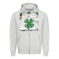Dove Grey shamrock patterned clothing Zipper Hoodie - MaliasSmallBusiness