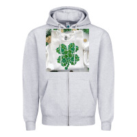 Heather Grey shamrock patterned clothing Zipper Hoodie - MaliasSmallBusiness