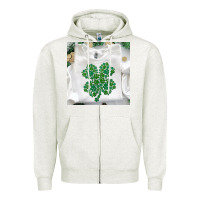 Oatmeal Heather shamrock patterned clothing Zipper Hoodie - MaliasSmallBusiness