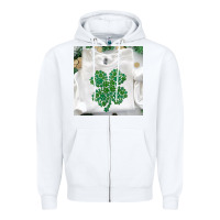White shamrock patterned clothing Zipper Hoodie - MaliasSmallBusiness