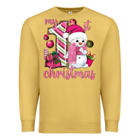 Antique Gold My 1st. pink Christmas with cute snowman Premium Sweatshirt - NancyCooperArtShop