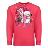 Cardinal My 1st. pink Christmas with cute snowman Premium Sweatshirt - NancyCooperArtShop