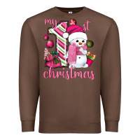 My 1st. Pink Christmas With Cute Snowman Premium Sweatshirt | Teevron